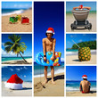 Photo: Santa on tropical beach collage Santa on tropical beach collage