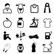 Vector: Health, fitness and diet icons Health, fitness and diet icons