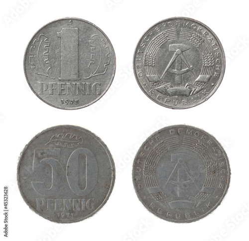 Photo: East German Coins Isolated on White East German Coins Isolated on White