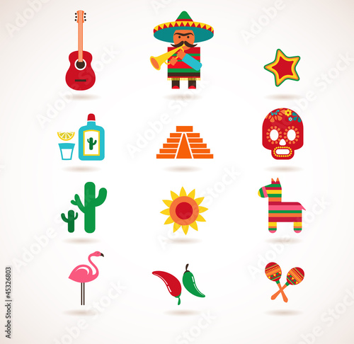 Vector: Mexico love - set of vector icons Mexico love - set of vector icons