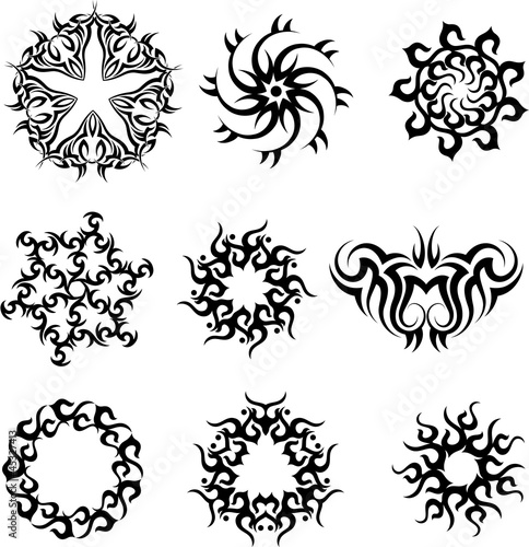 Vector: tattoo Star, circular, sun tattoo Star, circular, sun