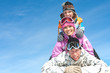 Friends on winter resort