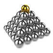 3d Chrome ball pyramid with gold top