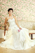 Romantic mature bride on vintage background