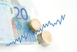 Geld mit steigender Kurve