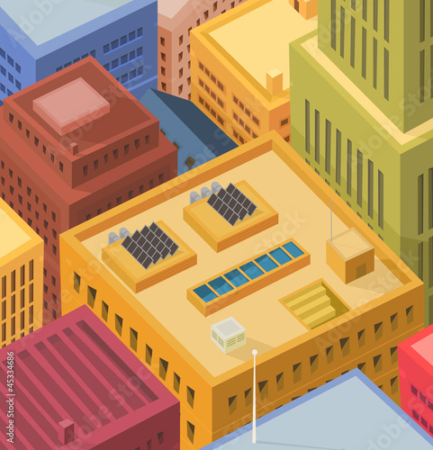 Vector: Buildings Roofs - Aerial View Buildings Roofs - Aerial View