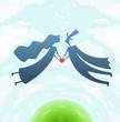 Vector: loving man and woman with heart vector illustration EPS10. loving man and woman with heart vector illustration EPS10.