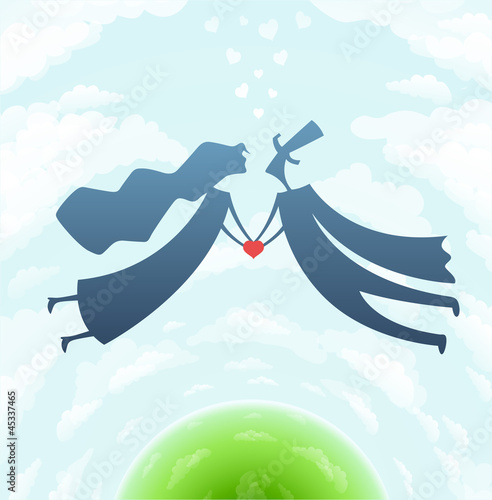 Vector: loving man and woman with heart vector illustration EPS10. loving man and woman with heart vector illustration EPS10.