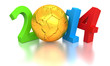 2014 WM - goldener Ball mit Brasilien Kontur