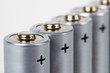 Several AA batteries in perspective closeup view