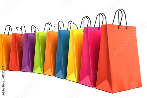 Illustration: 3d render of colorful shopping bags 3d render of colorful shopping bags