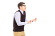 Man gesturing with his hands expressing sorrow