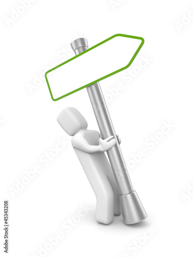 Illustration: Man puts a sign Man puts a sign