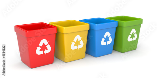 Photo: Colored recycling bins Colored recycling bins
