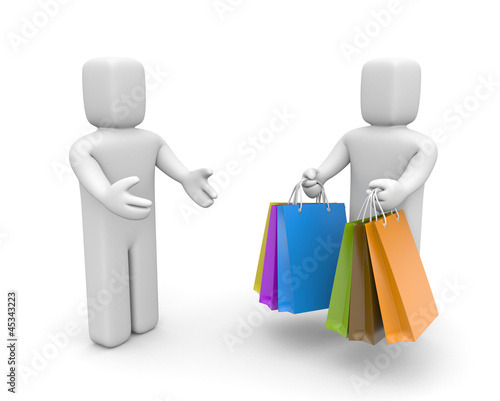 Photo: Two person with lot of shopping bags Two person with lot of shopping bags