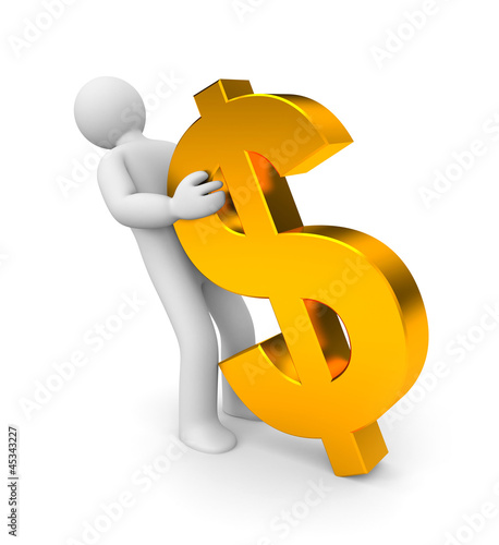 Illustration: Man pulls dollars Man pulls dollars