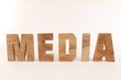 MEDIA text animation with wooden letter version 1