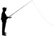 Vector: Silhouette of a fisherman holding a fishing pole Silhouette of a fisherman holding a fishing pole