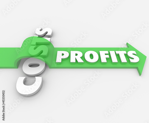 Photo: Profits Word Arrow Jumping Over Costs Revenue Profits Word Arrow Jumping Over Costs Revenue