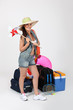 Female equipped for beach holidays