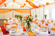 an image of tables setting at a luxury wedding hall