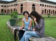 Indian / asian college students studying  at the campus.