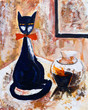 Chat norie avec un vase