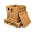 Open wooden with print box on pallet