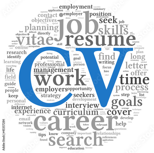 Illustration: Curriculum vitae concept in word tag cloud Curriculum vitae concept in word tag cloud