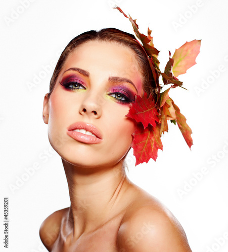 Photo: Autumn Woman. Beautiful creative makeup Autumn Woman. Beautiful creative makeup