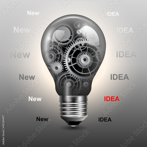 Vector: Light bulb with gears inside. Light bulb with gears inside.