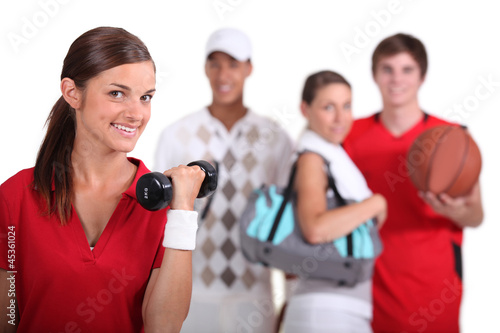 Photo: four teenagers loving sport four teenagers loving sport