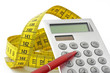 taschenrechner mit rotstift