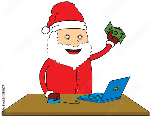 Vector: Santa Claus doing online shop Santa Claus doing online shop