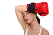 Exhausted female boxer