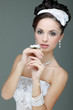 Photo: Portrait of beautiful bride. Wedding dress. Wedding decoration Portrait of beautiful bride. Wedding dress. Wedding decoration