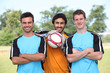 Football player pausing to have their picture taken