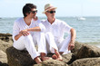Father and son by the seaside