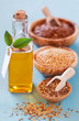 Photo: Flax seeds and linseed oil Flax seeds and linseed oil