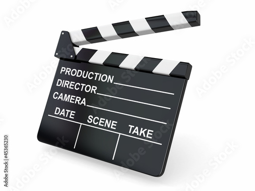 Illustration: Movie industry. Clapperboard on white background. Movie industry. Clapperboard on white background.