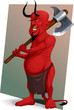 Vector: vector red demon with axe vector red demon with axe