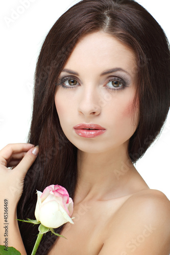 Photo: Beautiful girl, isolated on a white, emotions, cosmetics Beautiful girl, isolated on a white, emotions, cosmetics