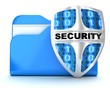 Illustration: Blue file and shield Blue file and shield