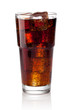 Cola glass with ice cubes