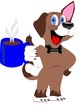The coffee hound enjoying its pleasures