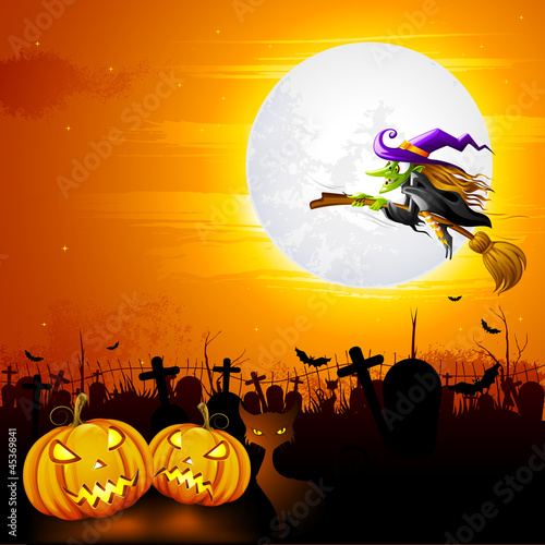 Vector: vector illustration of witch flying on broom stick in Halloween vector illustration of witch flying on broom stick in Halloween
