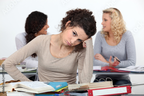 Photo: Bored female in class Bored female in class