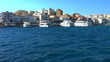 Touristic boats in harbor at morning, Agios Nikolaos, Crete