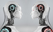technology background  with robot  android women
