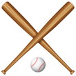 wooden baseball bat and ball